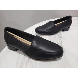 NEW NO BOX 7 WIDE Clarks Women's Juliet Beat Black Leather SLIP ON LOAFER MULE